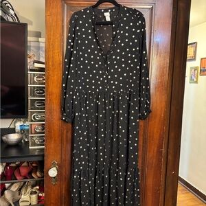 H&M Black Dress with Gold Dots